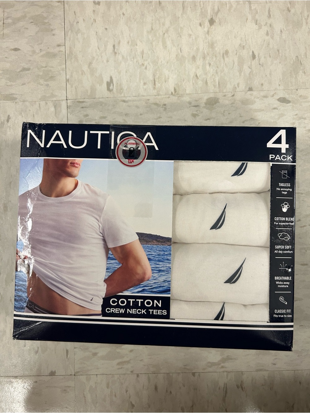 Nautical Men’s Cotton Crew Neck Tees - White (4-Pack) size XL